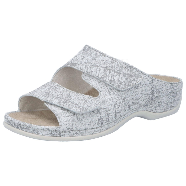 Daria Sandalen Slipper washed gray linen Weichbettung Wechselfußbett Mittel - Berkemann