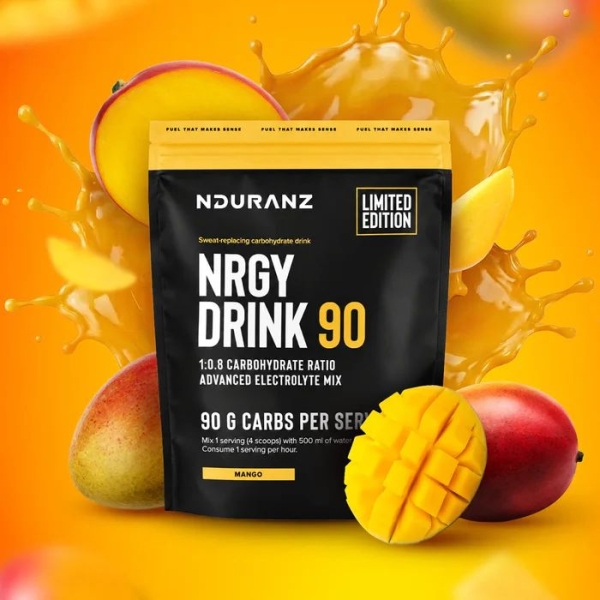 Nrgy Drink 90 Mango Limited Edition Kohlenhydrate Energie Triathlon Laufen Radfahren Nduranz