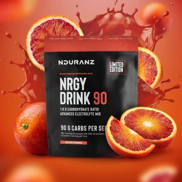 Nrgy Drink 90 Blood Orange Limited Edition Kohlenhydrate Energie Triathlon Laufen Radfahren Nduranz