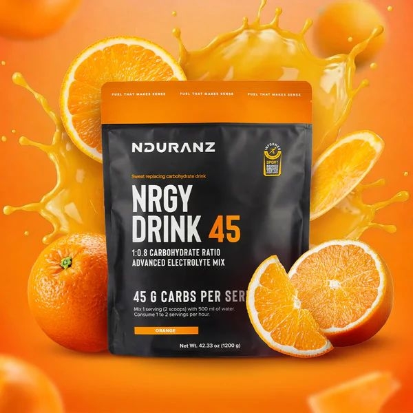 Nrgy Drink 45 Orange Kohlenhydrate Energie Triathlon Laufen Radfahren Nduranz