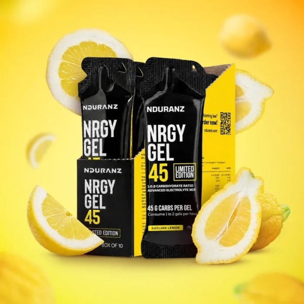 Nrgy Gel 45 Sicilian Lemon Kohlenhydrate Energie Triathlon Laufen Radfahren Nduranz