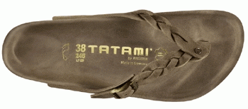 Tatami Adria Flecht Sandalen Zehensteg Tobacco Braun breit