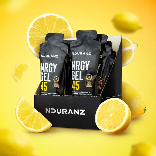 Nrgy Gel 45 Lemon Kohlenhydrate Energie Triathlon Laufen Radfahren Nduranz