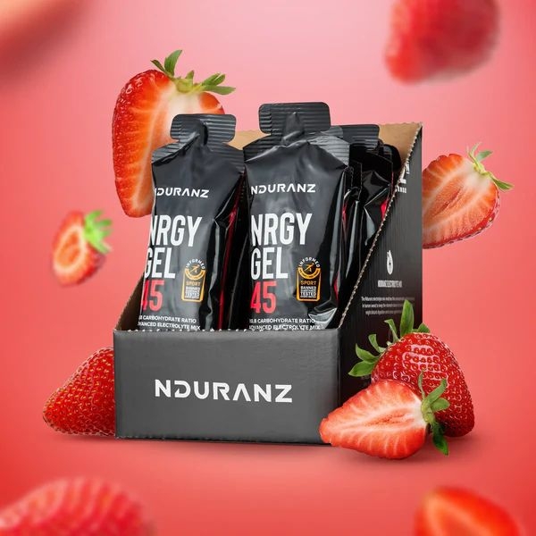 Nrgy Gel 45 Strawberry Kohlenhydrate Energie Triathlon Laufen Radfahren Nduranz